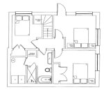 Ground level layout with three bedrooms